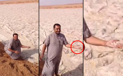 中東沙漠地區驚現當地人都傻眼的「沙河」奇景，沒看到影片真的不會相信是真的