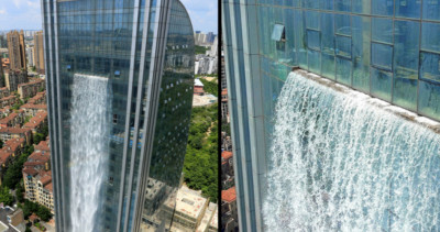 中國超狂大樓「竟流出瀑布」震撼到讓人無法忽視！每日電費超可觀
