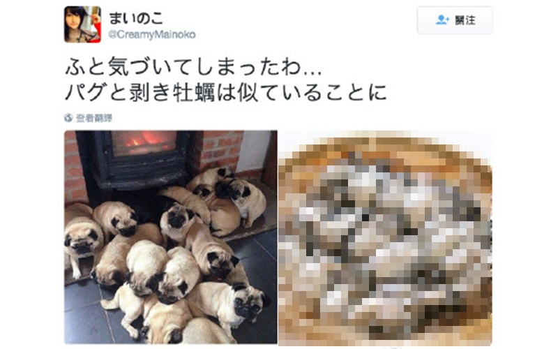日本網友將哈巴狗和某種海鮮的對比照po上網，超洗腦的魔性讓海鮮店老闆哭慘了
