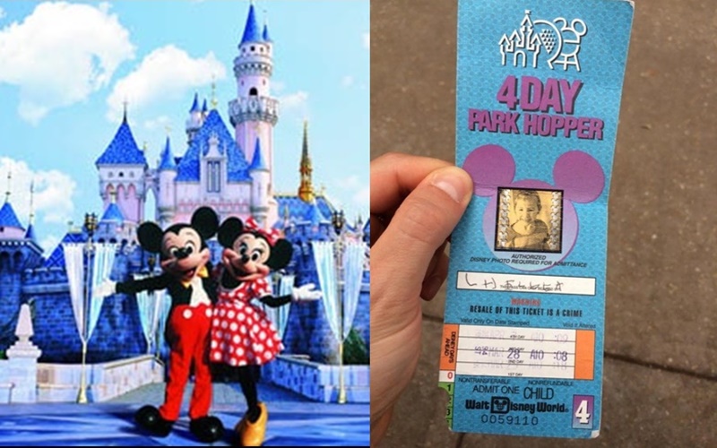           在家中翻到這張＂22年前＂的迪士尼門票決定去試試看，沒想到售票員一看到就對她說…  -               