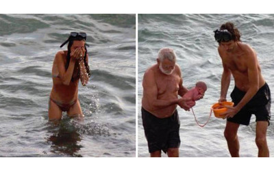 海裡突然蹦出一個嬰兒  觀光客在紅海中分娩，媽媽生完小孩竟「一臉沒事」走上海灘