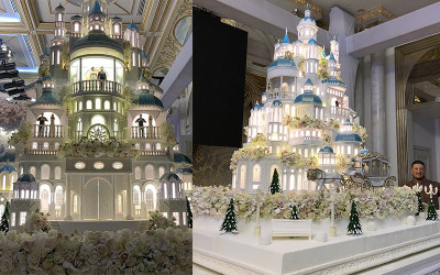 要價520萬的蛋糕長怎樣4公尺高「超豪華城堡」一推出來賓客全被閃到超刺眼
