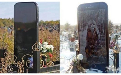 蘋果上癮墓園驚見巨大iPhone 6墓碑，背後真相令人心疼...