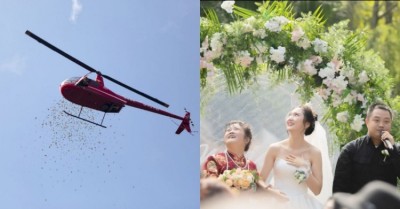土豪的婚禮就是不一樣！新郎「包下直升機灑紅包雨」在場賓客全瘋搶！網笑翻：也太狂！