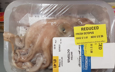 冷藏章魚在超市打烊前被貼上「促銷13元」英男發文怒批：我們不配擁有這世界！